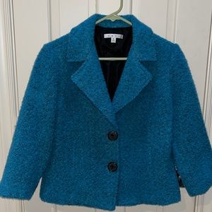 Beautiful turquoise/black boucle blazer